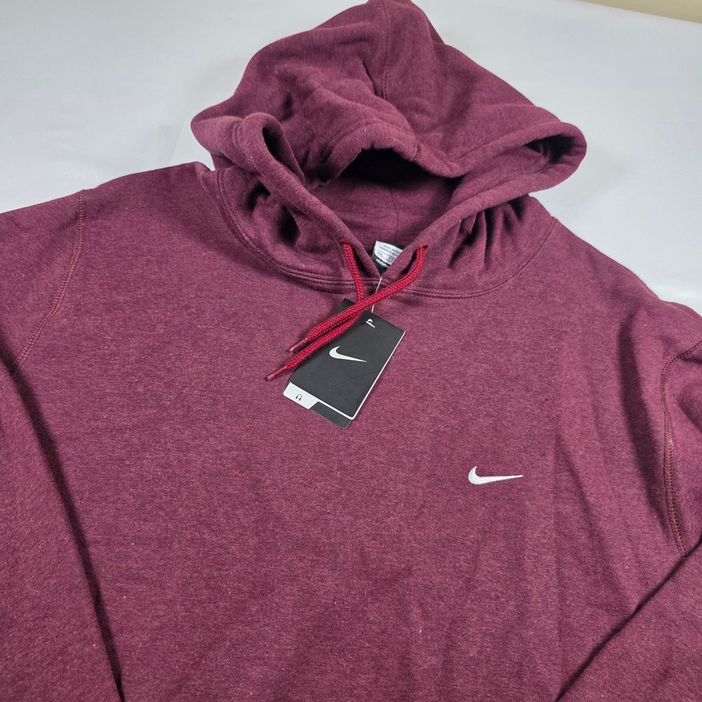 Nike Mens Hoodie Burgundy Heather Swoosh Pullover Sweatshirt 341572-601 XXL NEW - Picture 3 of 7